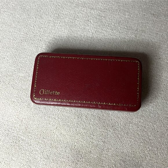 1920s Ball End Gold Tone Gillette Safety Razor Three Piece Set with Case - Picture 3 of 9